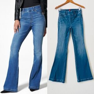 Spanx SMALL high rise flared stretch distressed jeans